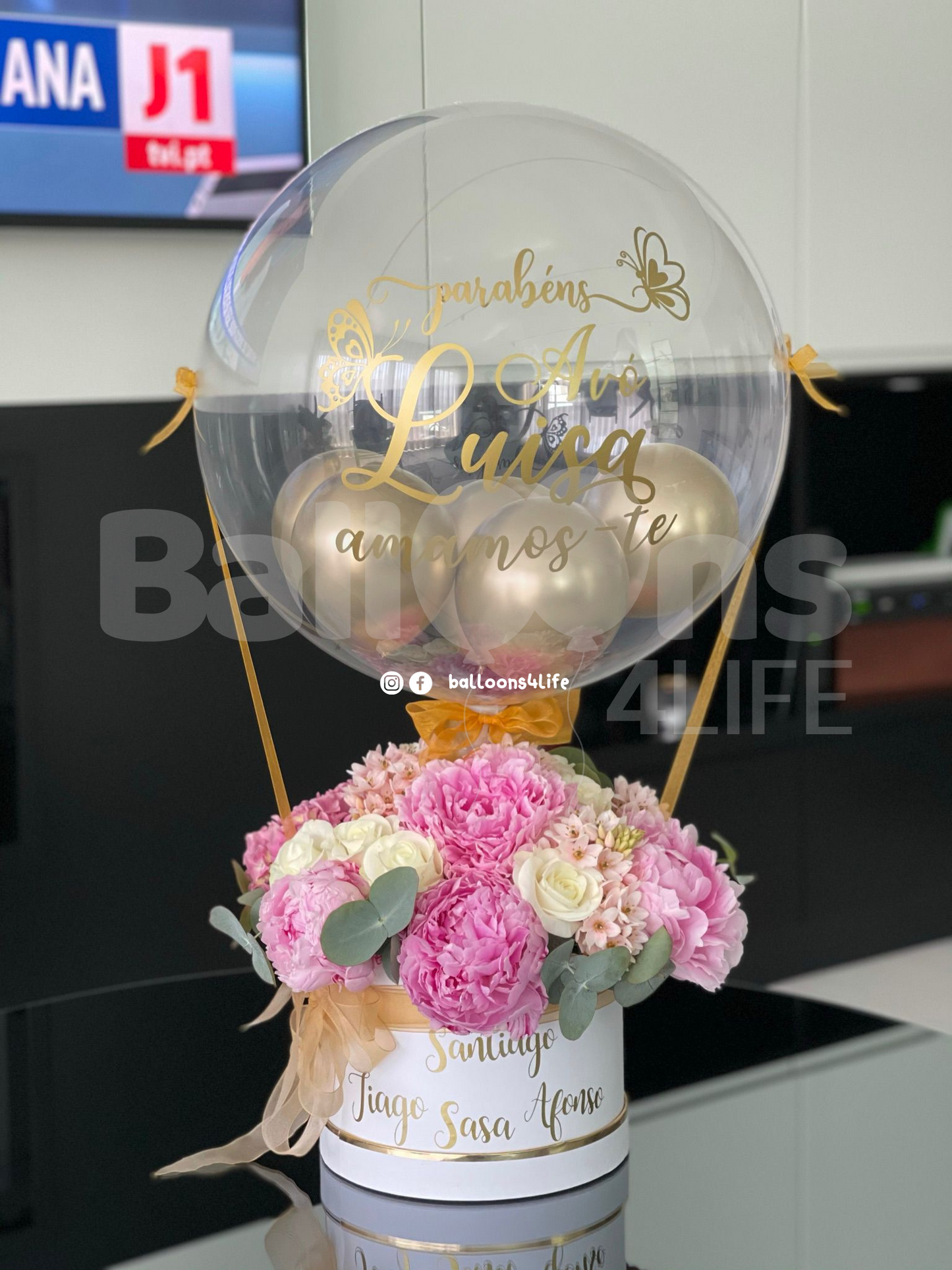 Balão Box Flores com Gás Hélio