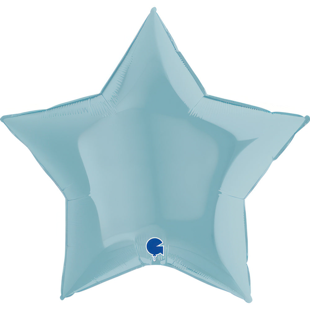 Balão Foil Metálico Estrela em Azul Pastel