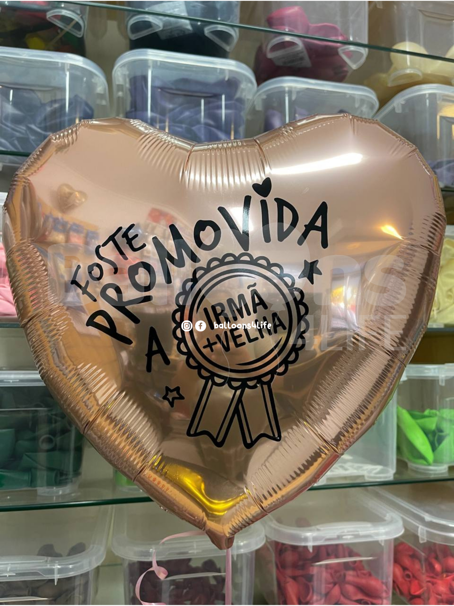 Balão Foil Coração + Gás Hélio