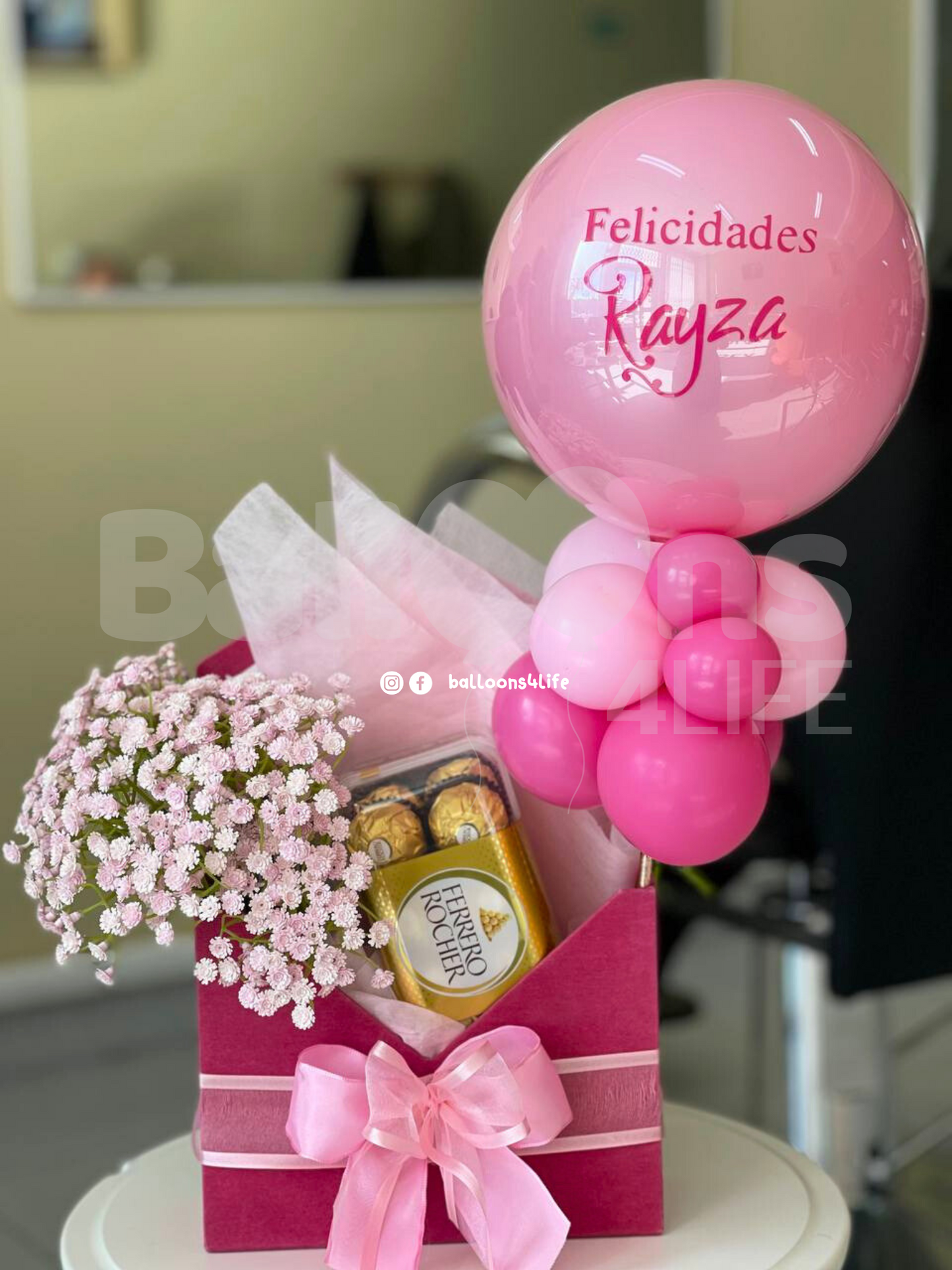 Balão Box Envelope Mãe + Flores