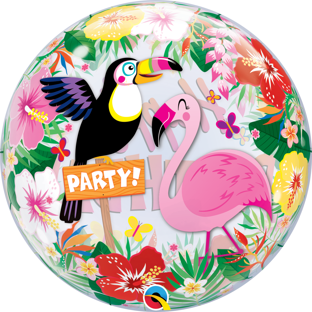 Balão Bubble Happy Birthday Tropical