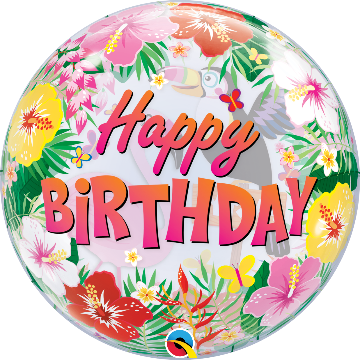 Balão Bubble Happy Birthday Tropical