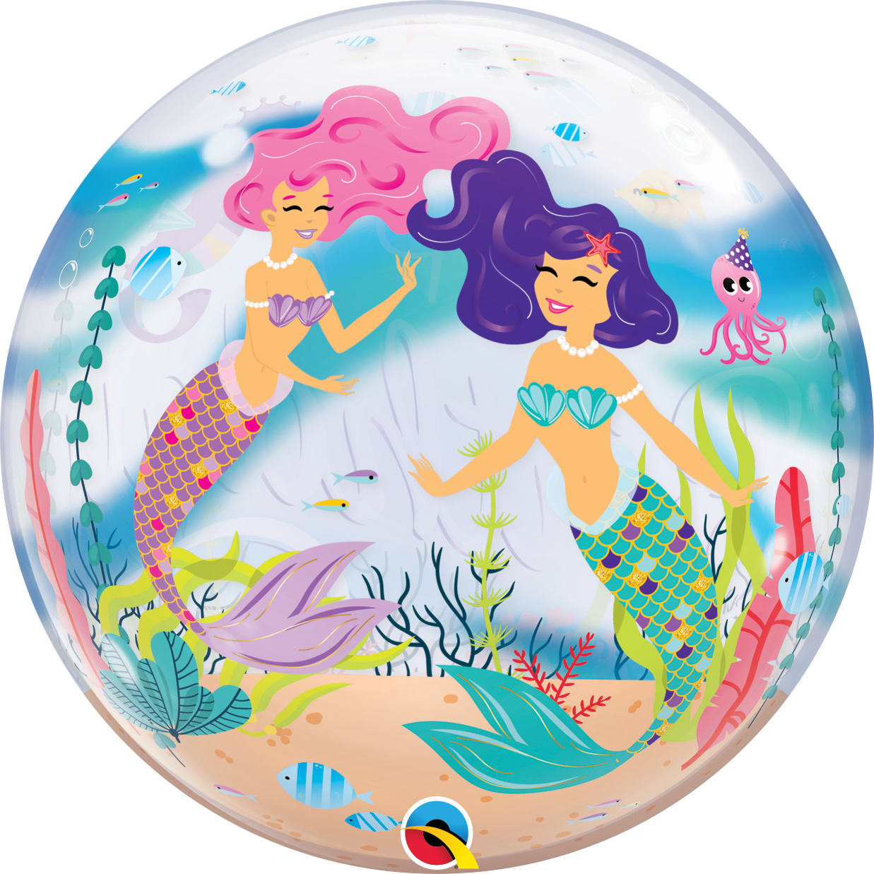 Balão Bubble Happy Birthday Sereia